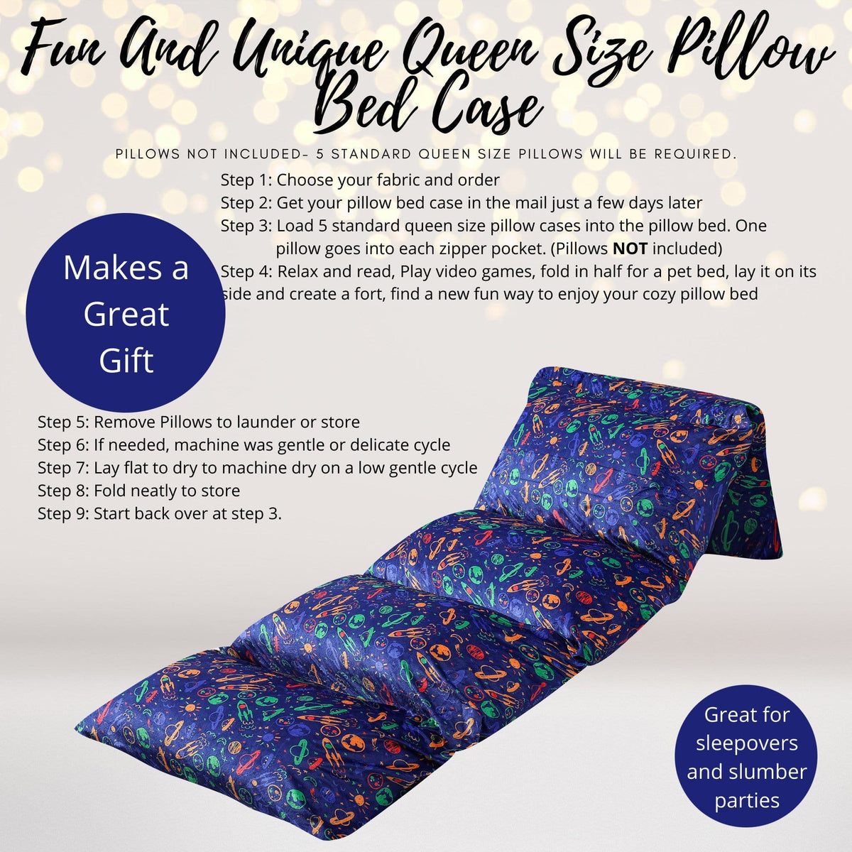 Home & Living - Planets, Outer-Space, Astronaut, Pillow Bed Case, Floor Lounger Gift