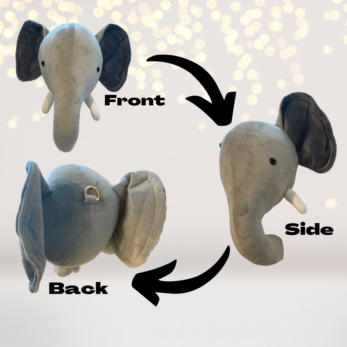 Plush Pillow Toy - Plush Elephant Wall Hanging, Safari Or Circus Nursery Decor, Kids Room Wall Decor