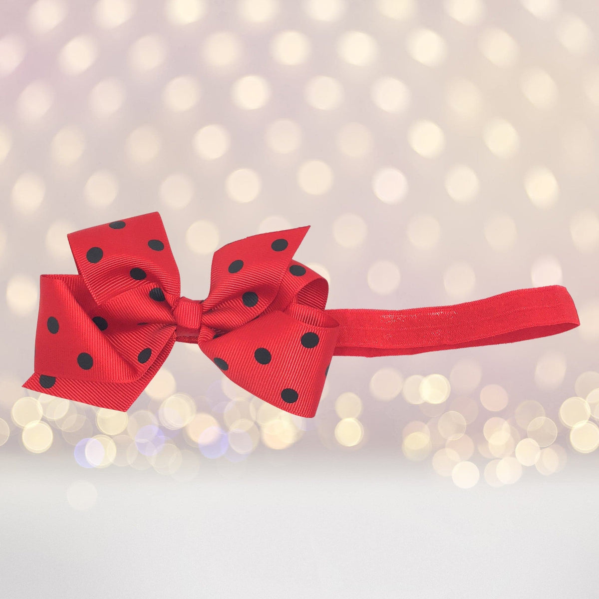 Headband - Polka Dot Chunky Bow Soft Elastic Headband, Polka Dot Bow Baby Headband