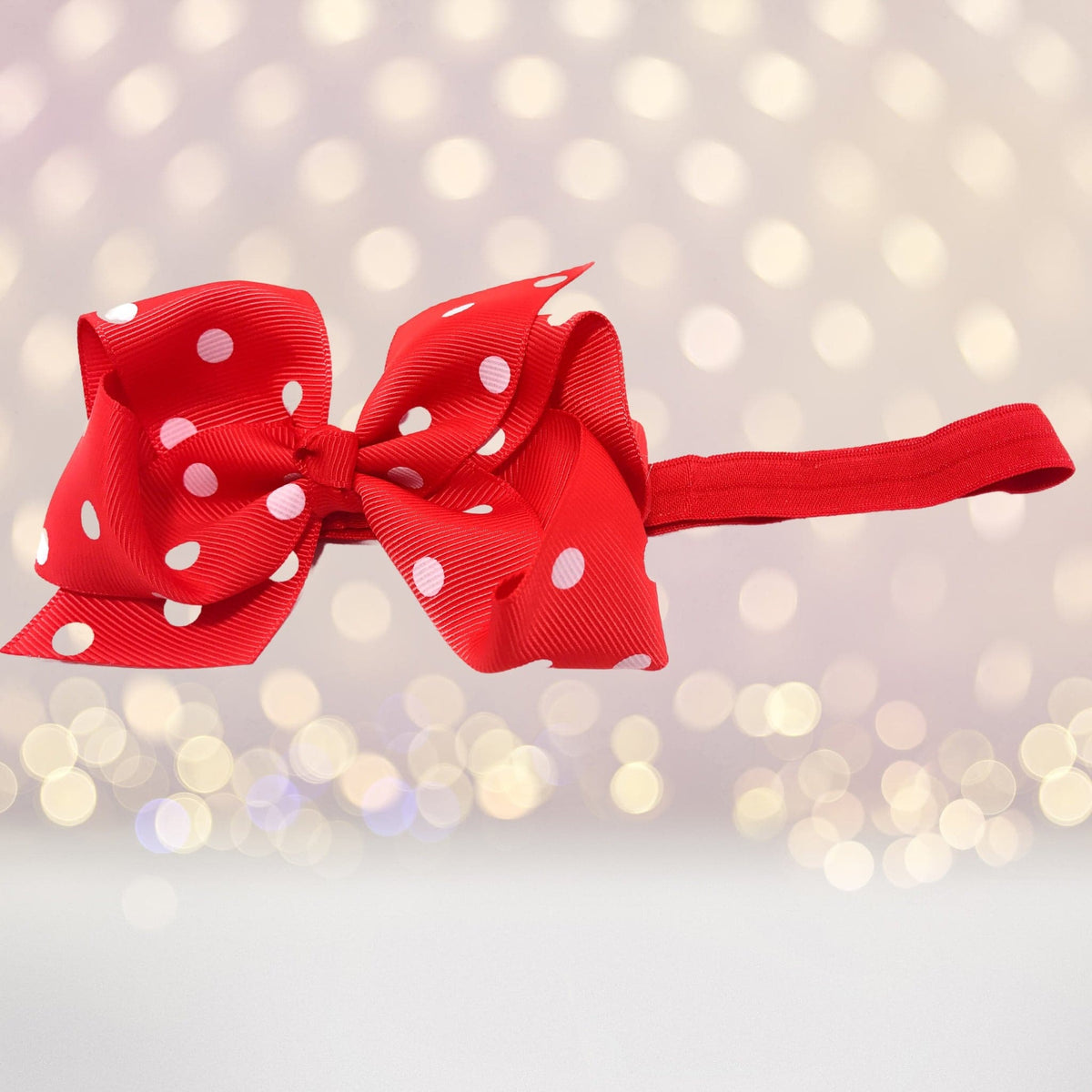 Headband - Polka Dot Chunky Bow Soft Elastic Headband, Polka Dot Bow Baby Headband