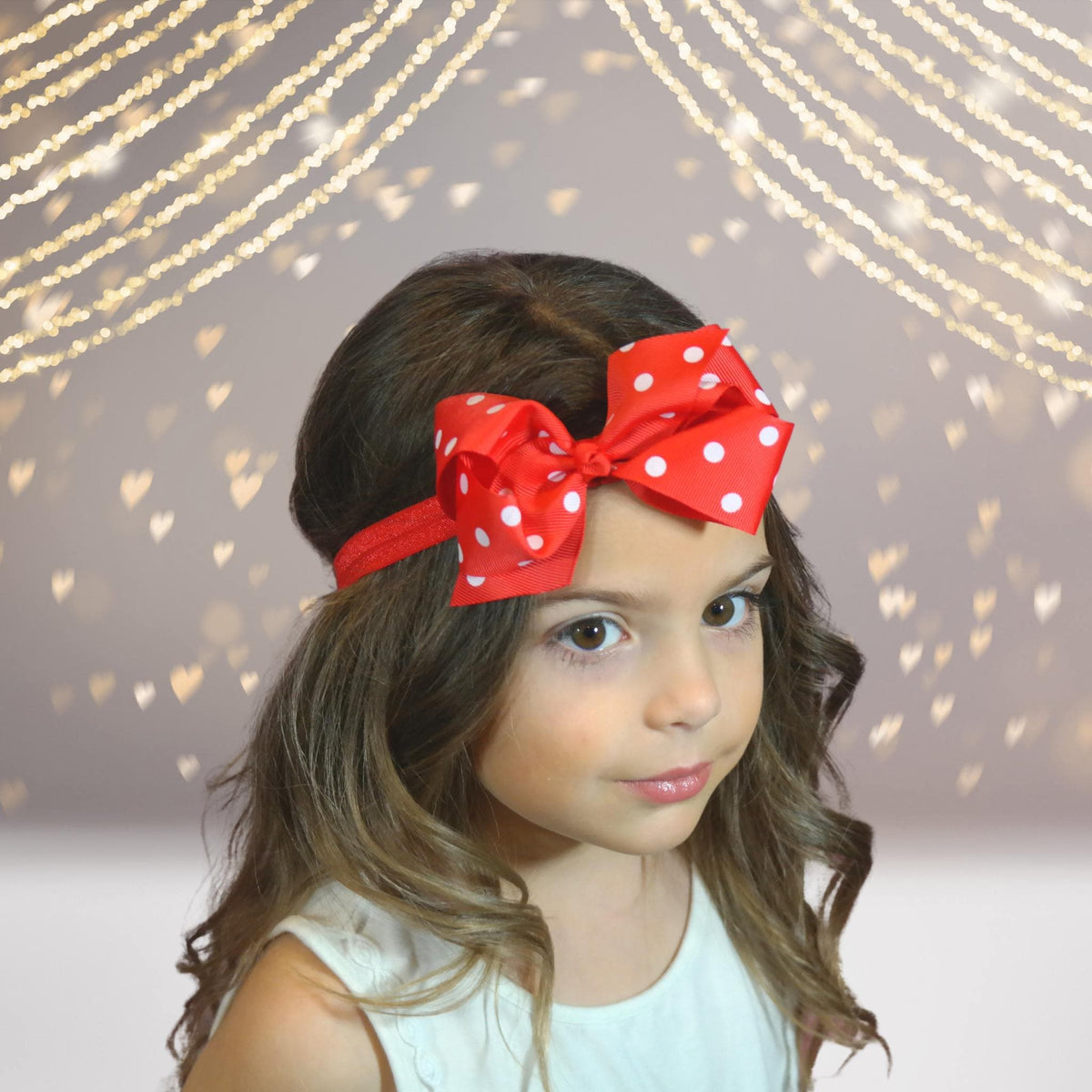 Headband - Polka Dot Chunky Bow Soft Elastic Headband, Polka Dot Bow Baby Headband