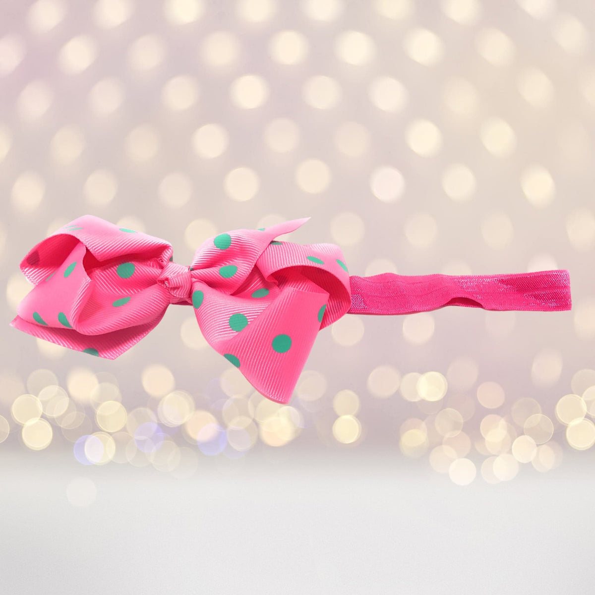 Headband - Polka Dot Chunky Bow Soft Elastic Headband, Polka Dot Bow Baby Headband