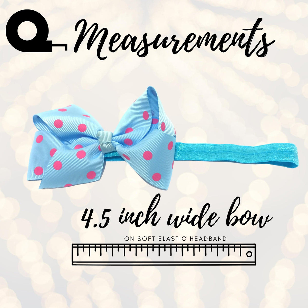 Headband - Polka Dot Chunky Bow Soft Elastic Headband, Polka Dot Bow Baby Headband