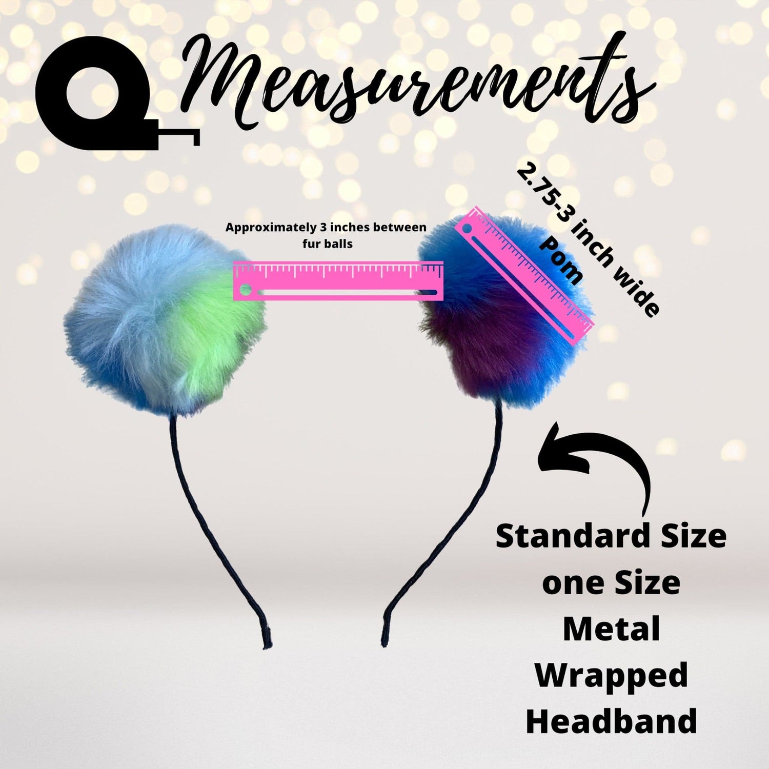 Accessories - Rainbow Fuzzy Furry Pom Pom Ears Headband