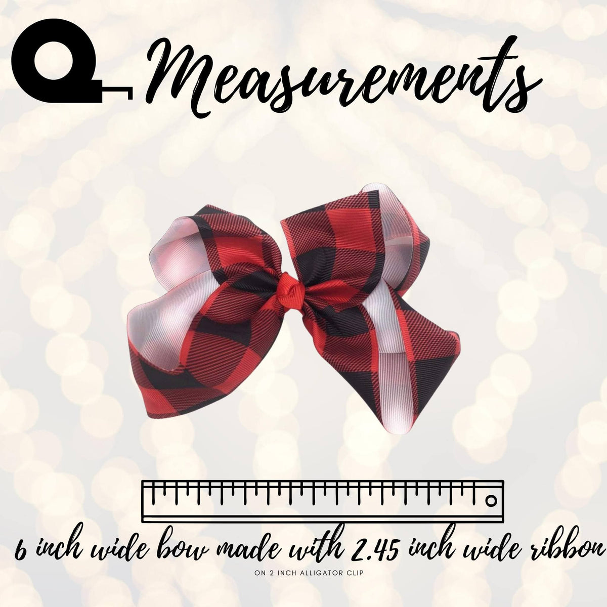 Hair Bow - Red And Black Plaid Hair Bow, Red Lumberjack Print Bow