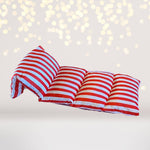 Pillow Bed Floor Lounger - Red And White Stripe Pillow Bed, Floor Lounger, Sleepover Bed