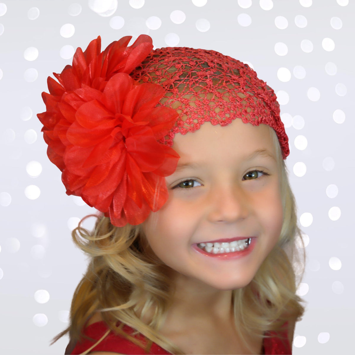 Red Crochet Lace gatsby headband