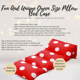 Pillow Bed Floor Lounger - Red Polka Dot Pillow Bed Case, Caterpillar Floor Lounger