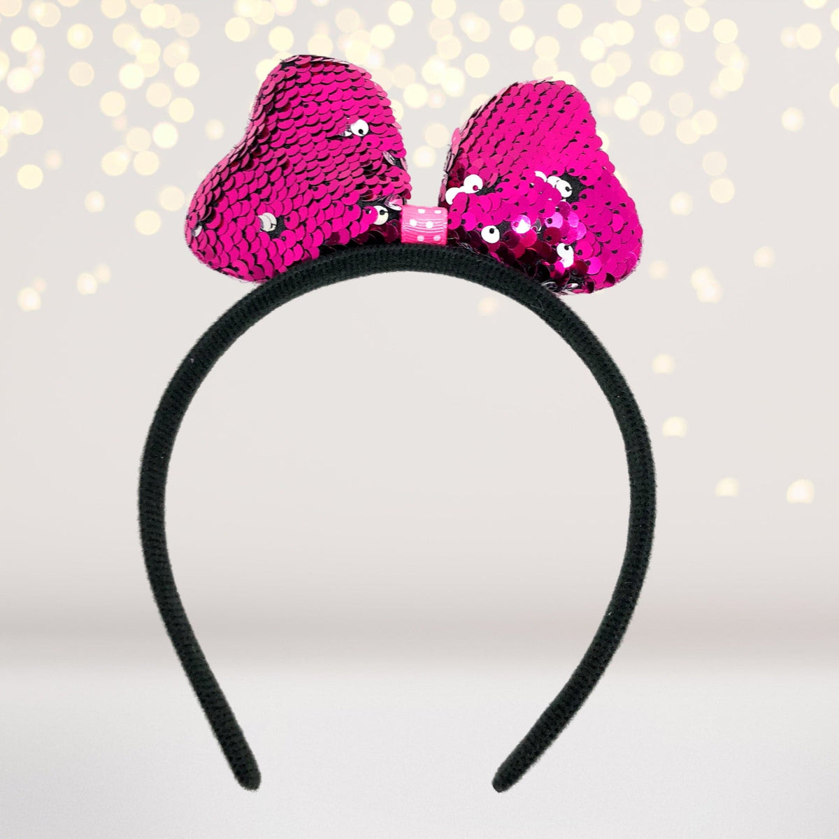 Headband - Reversible Sequin Bow Headband Minnie, Mouse Costume Accessory