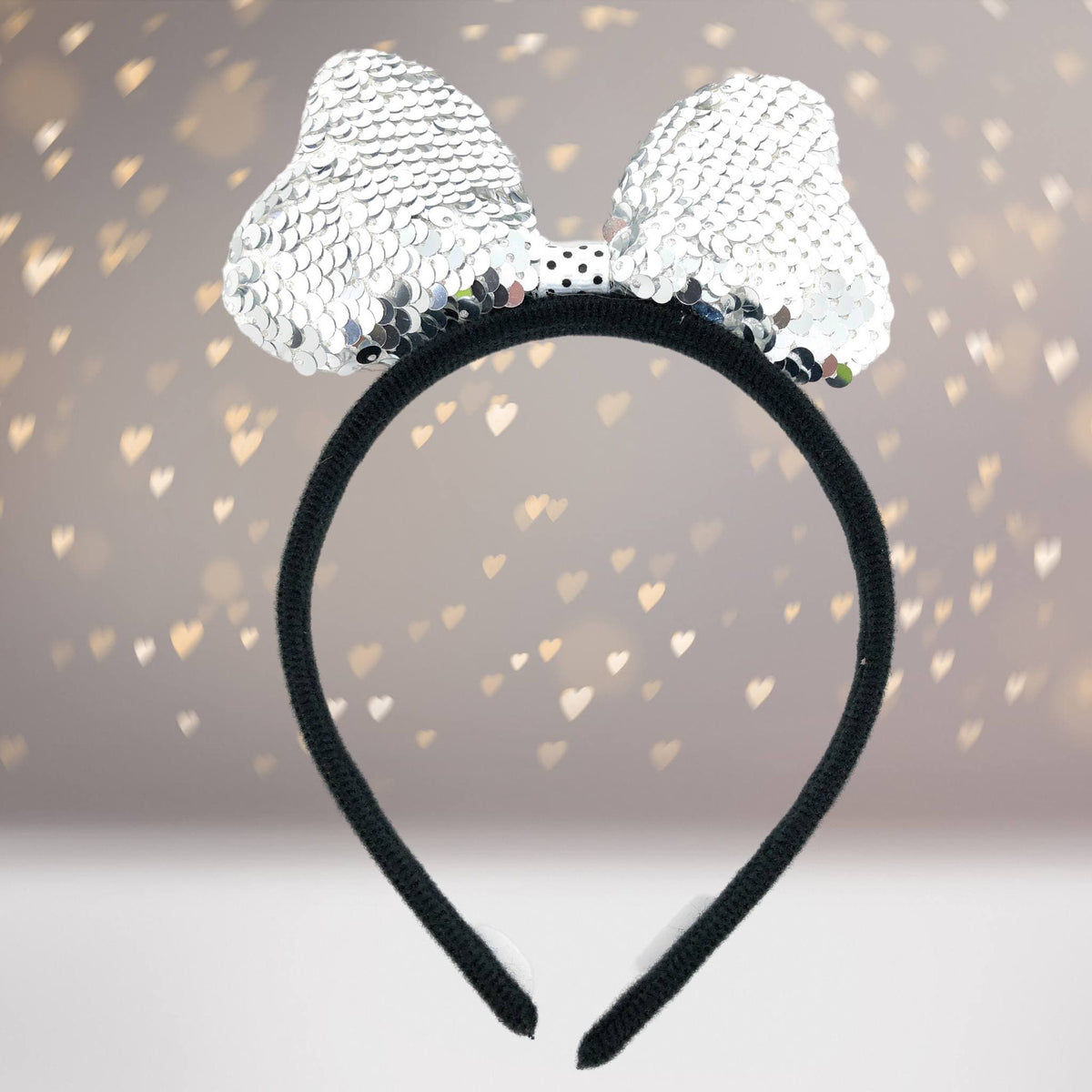 Headband - Reversible Sequin Bow Headband Minnie, Mouse Costume Accessory