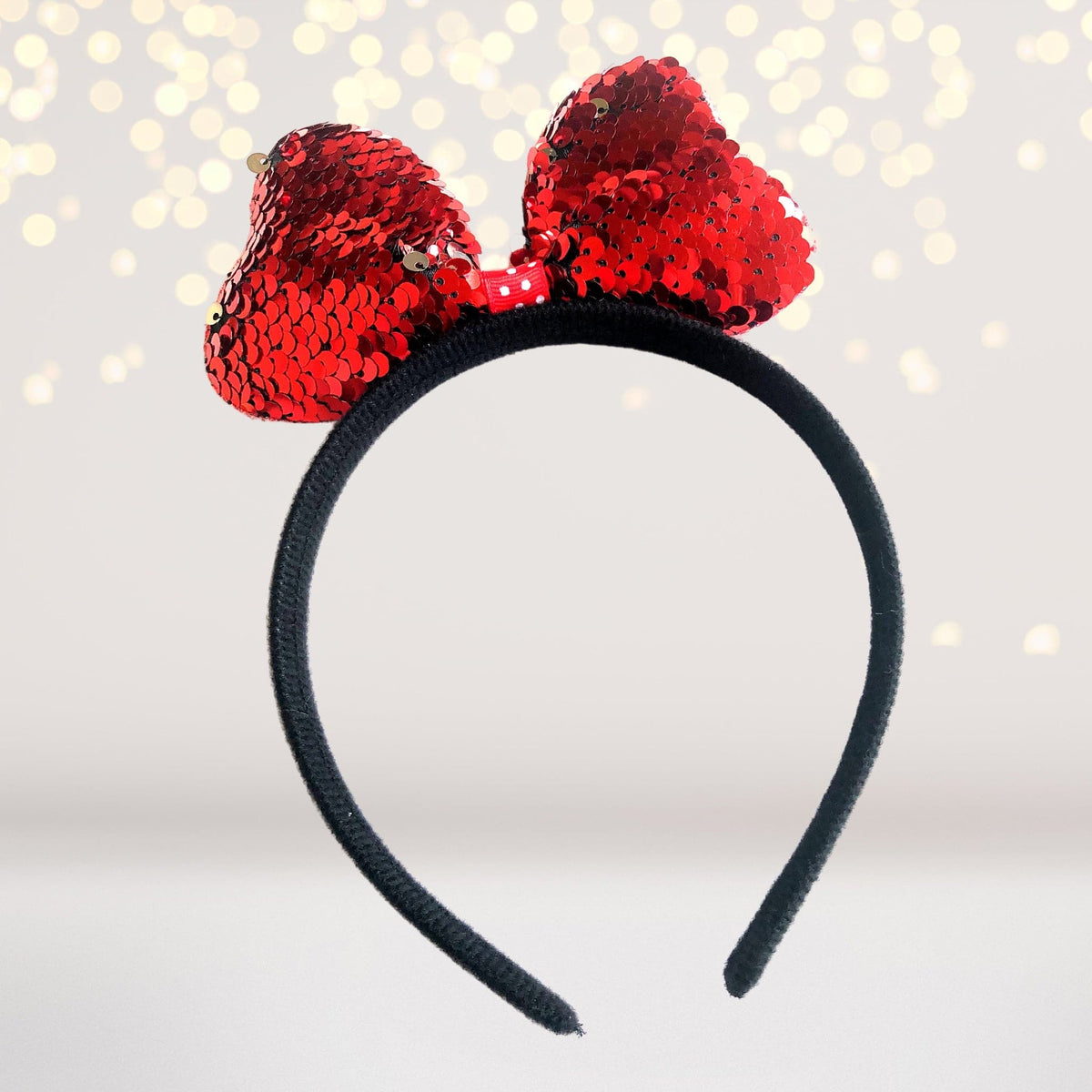 Headband - Reversible Sequin Bow Headband Minnie, Mouse Costume Accessory