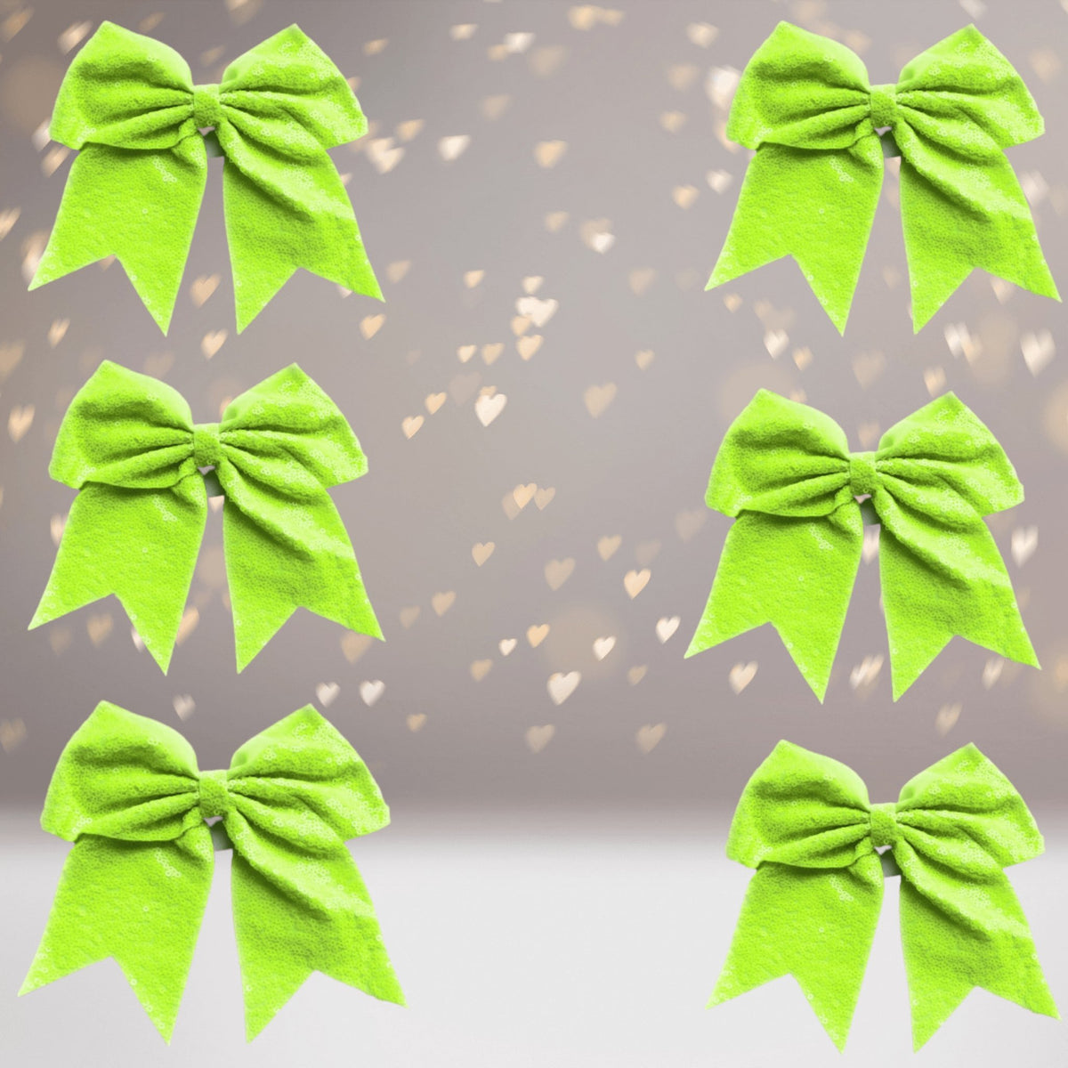 Hair Bow - Sequin Cheer Bow Bundle, Girls Sequin Cheerleader Bow Pony Bundle 6 Pack