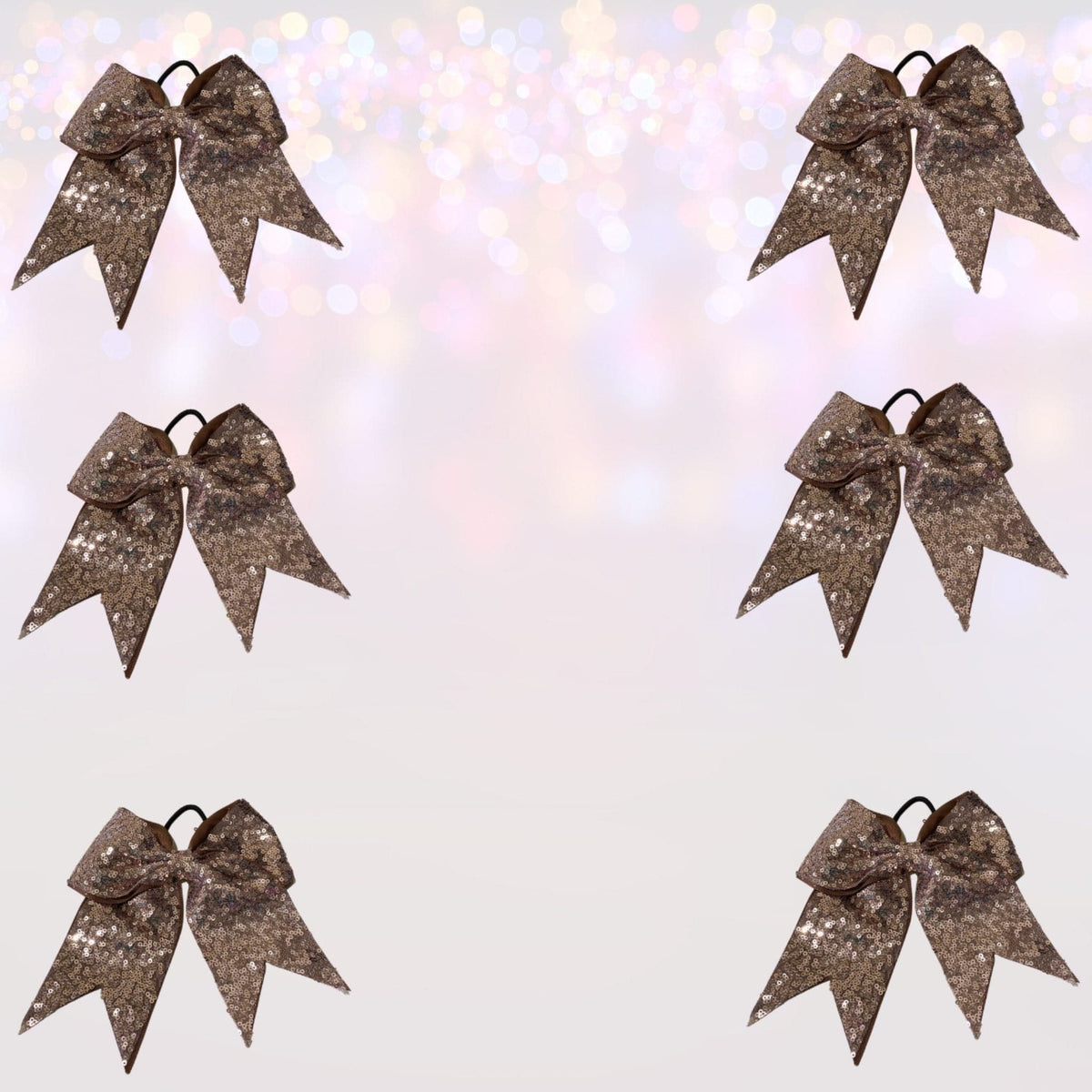 Hair Bow - Sequin Cheer Bow Bundle, Girls Sequin Cheerleader Bow Pony Bundle 6 Pack