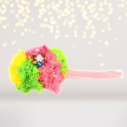 Headband - Shabby Flowers Soft Rainbow Pinwheel Headband, Soft Elastic Headband