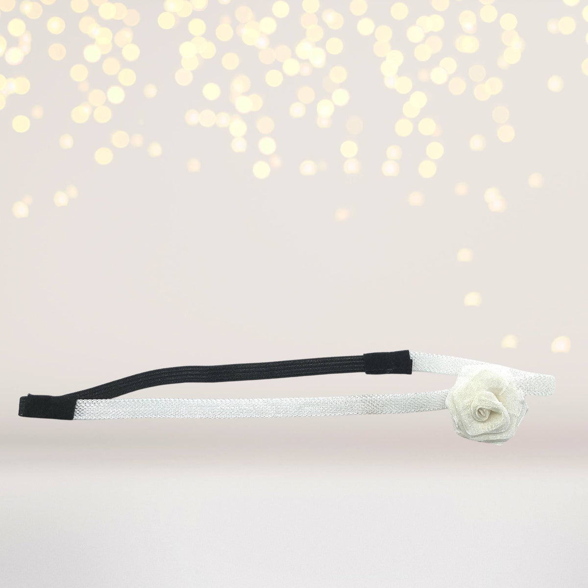 Silver Glistening Rose Headband