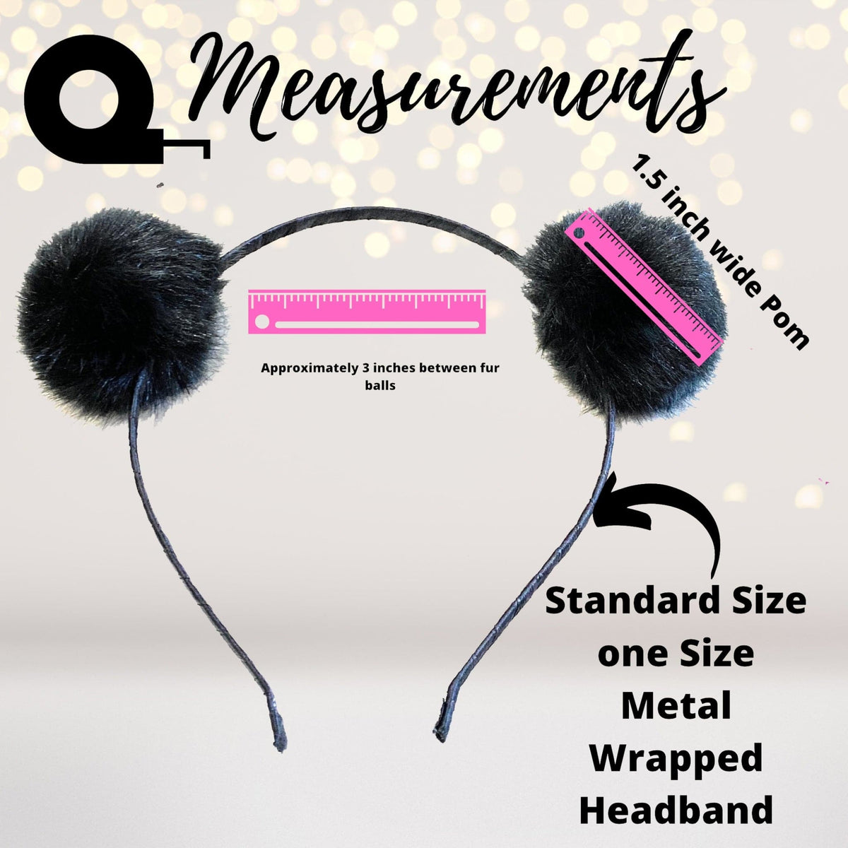 Small Fuzzy Furry Pom Pom Ears Headband