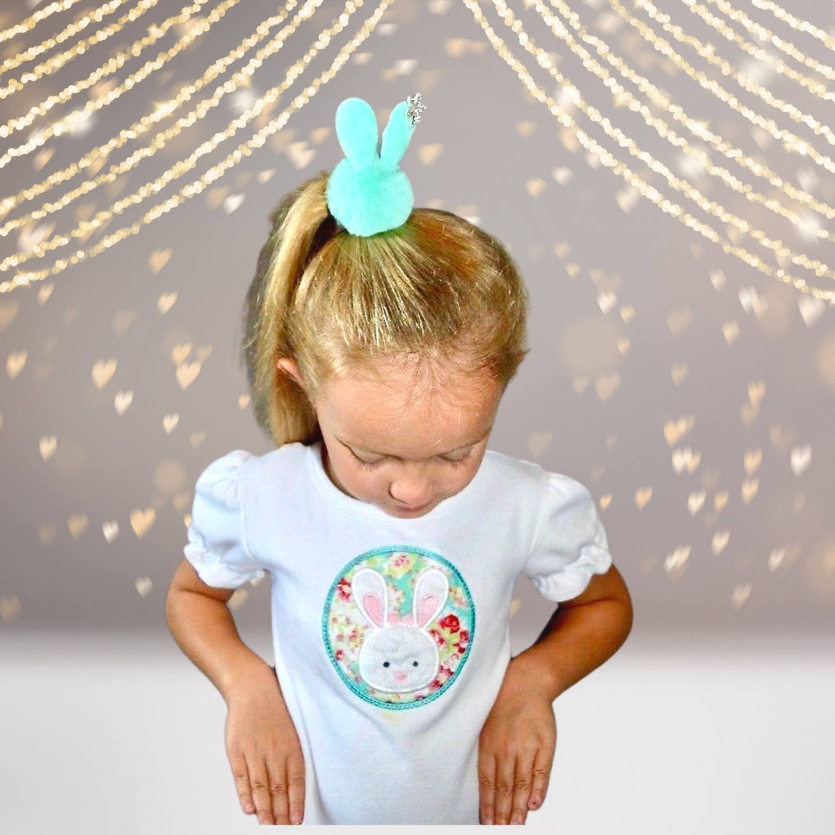 Hairband - Snow Bunny Pom Pom Fur Ball Hair Elastic Ponytail Holder With Rhinestone Snowflake