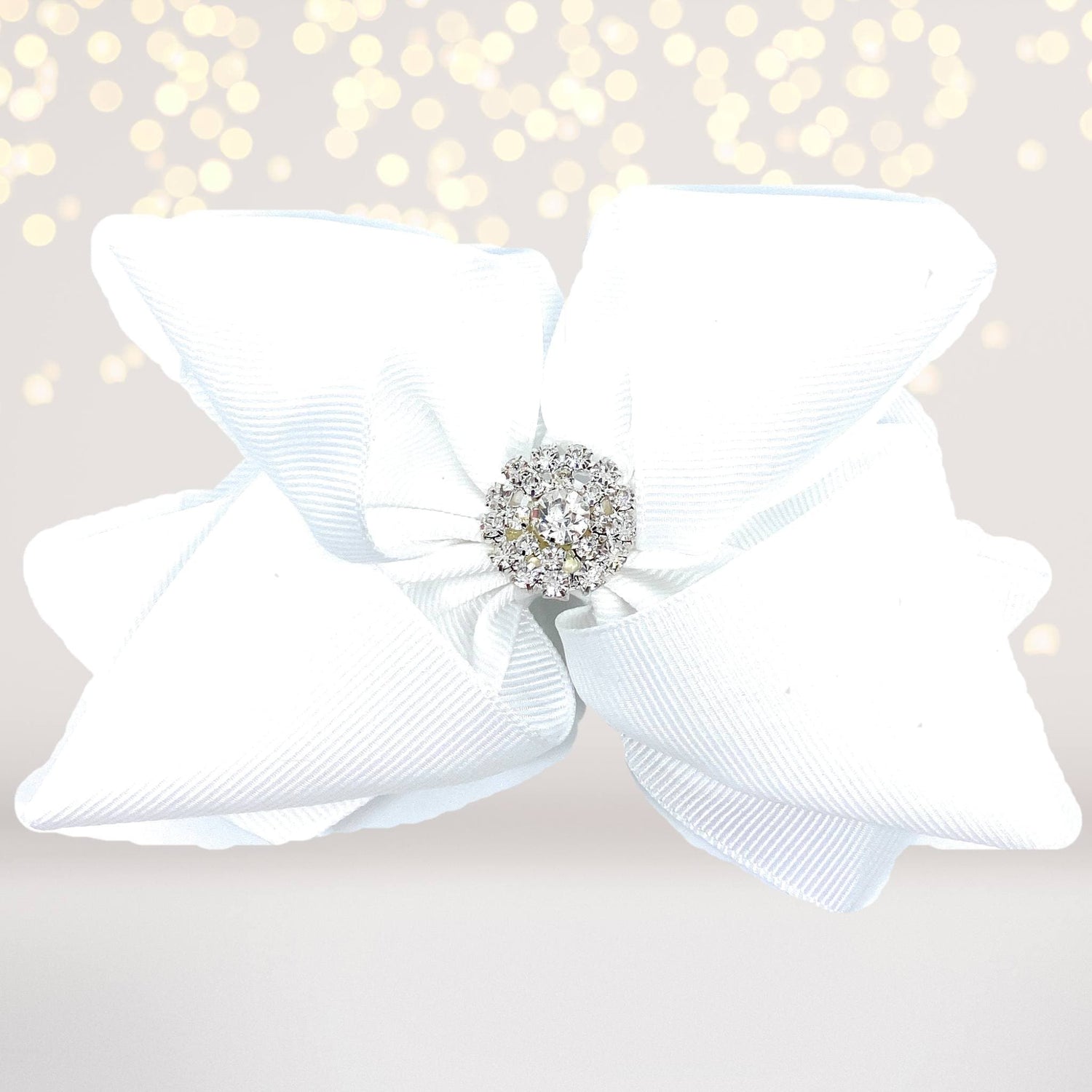White Snowflake Rhinestone Basic Boutique Hair Bow