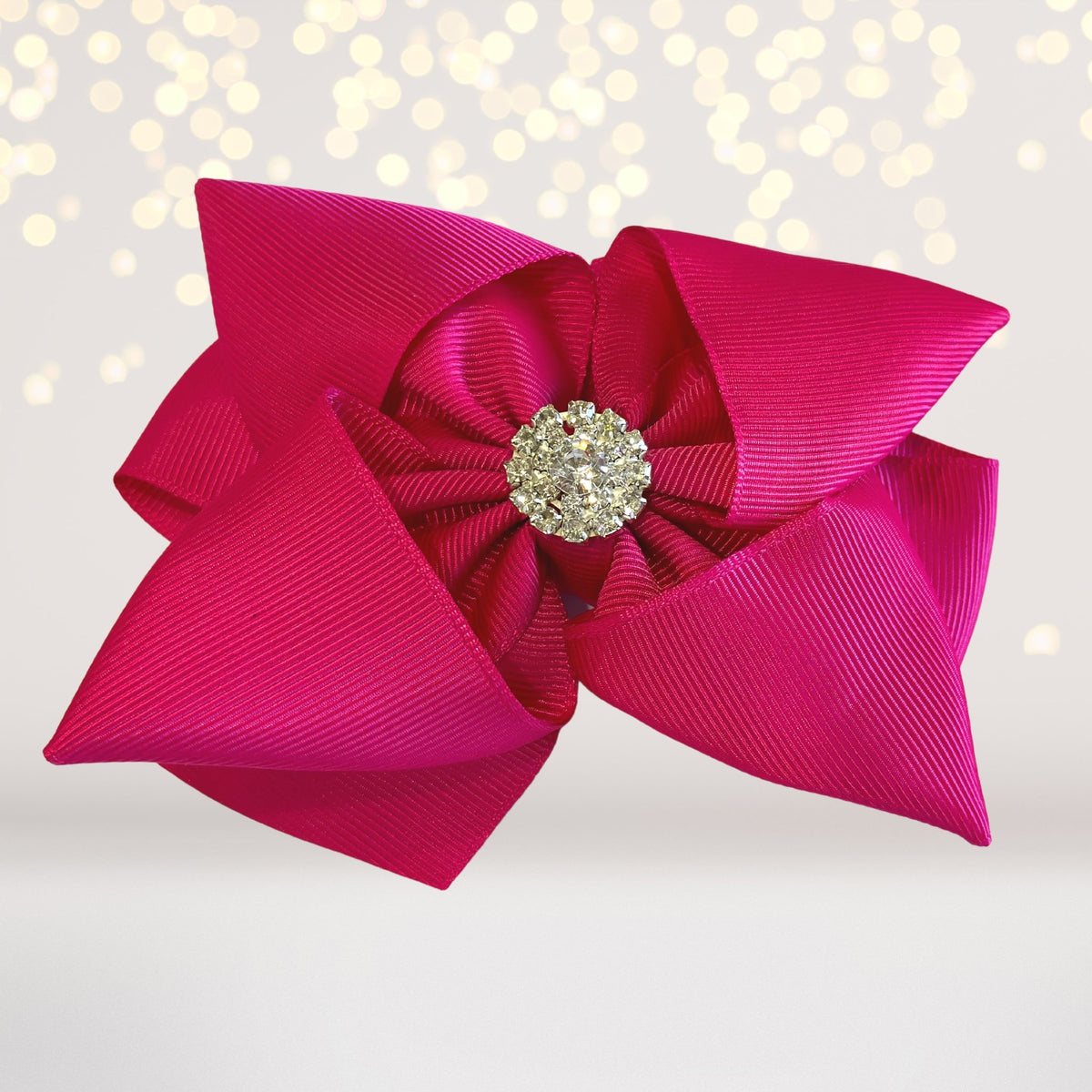 Hot Pink Snowflake Rhinestone Basic Boutique Hair Bow