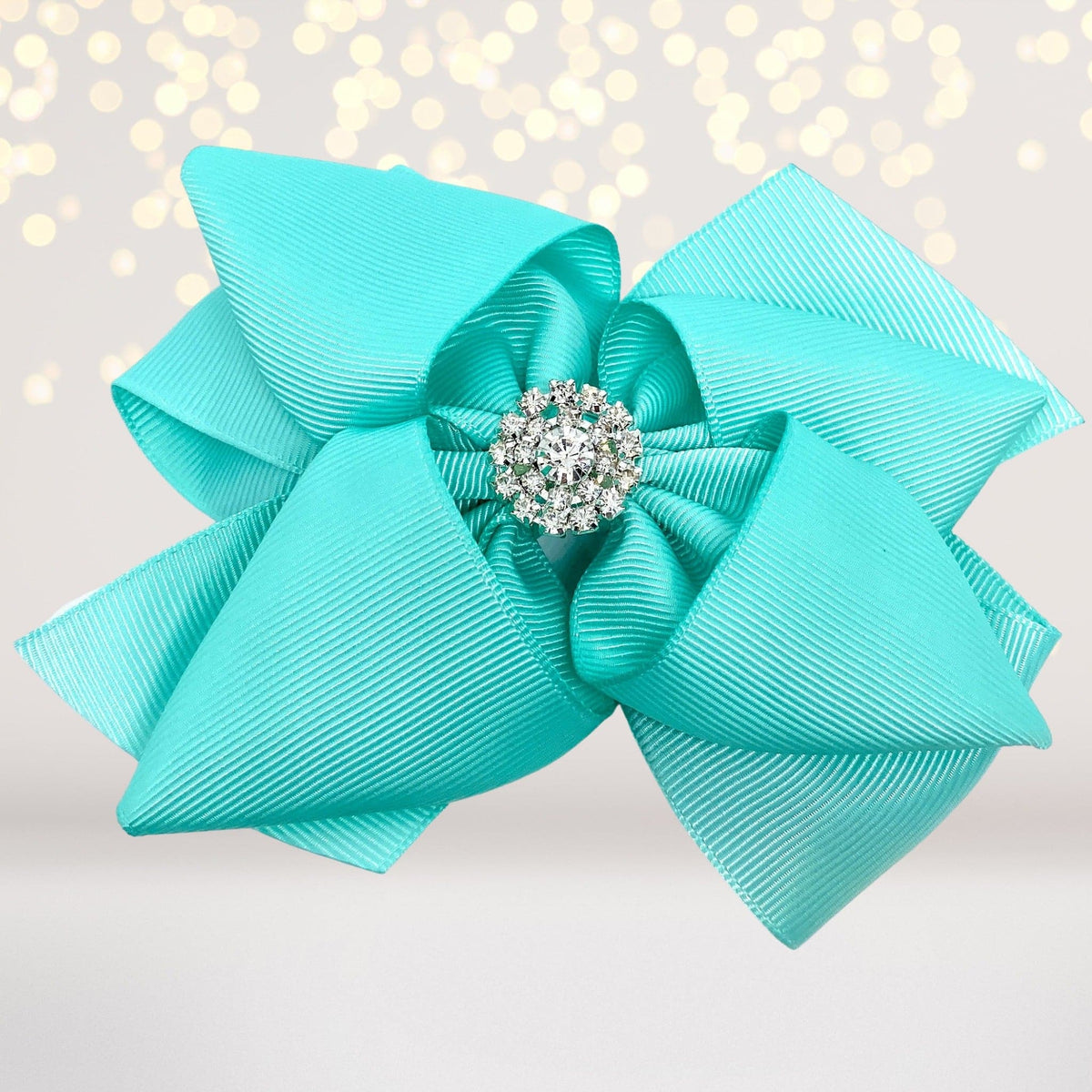 Turquoise Snowflake Rhinestone Basic Boutique Hair Bow