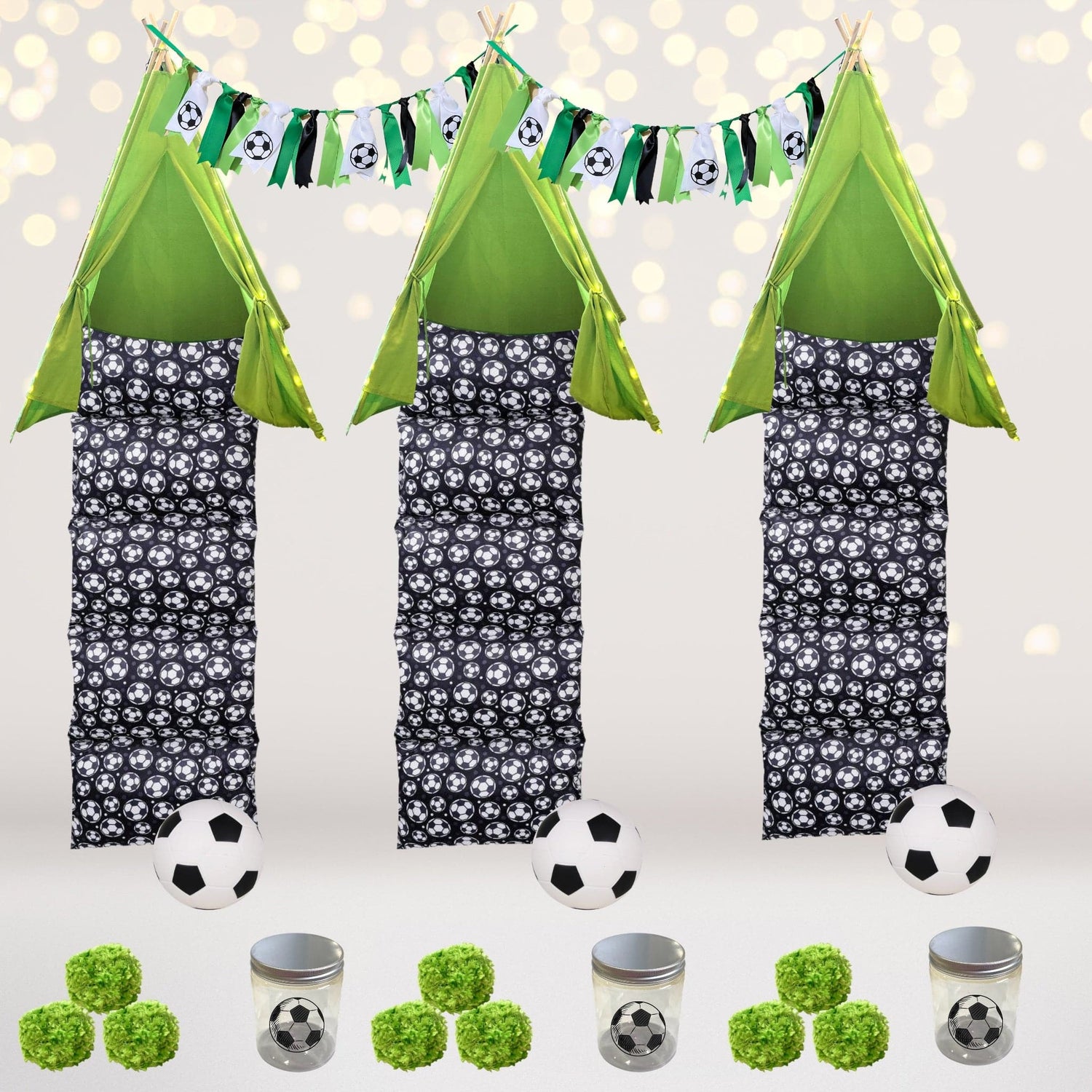 Party Bundle - Soccer Sleepover Party Set, Tee Pee Soccer Birthday Party Box