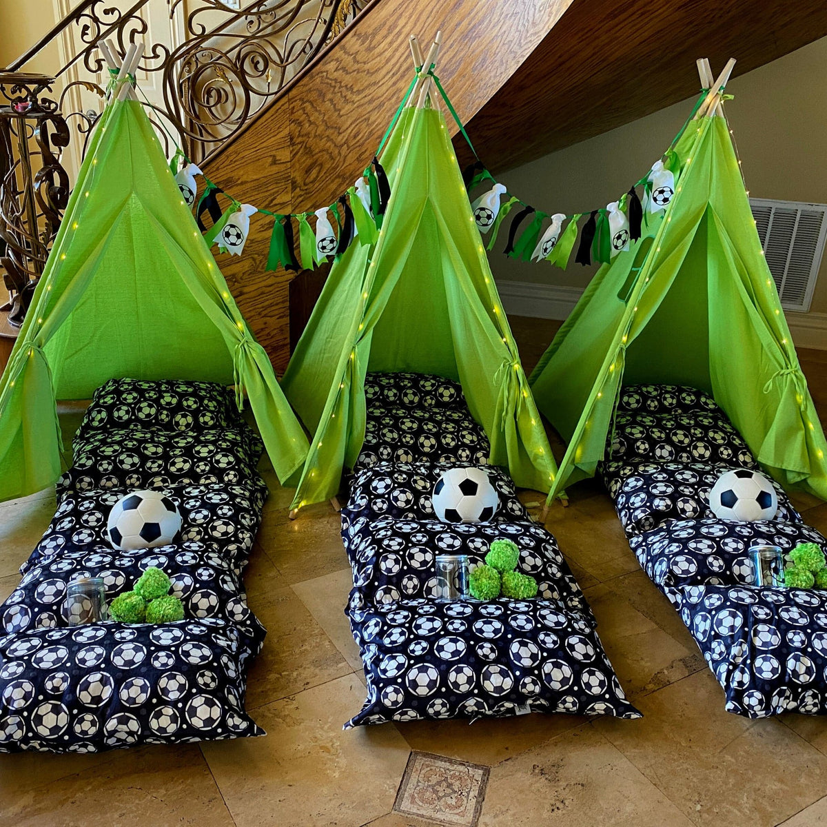 Party Bundle - Soccer Sleepover Party Set, Tee Pee Soccer Birthday Party Box