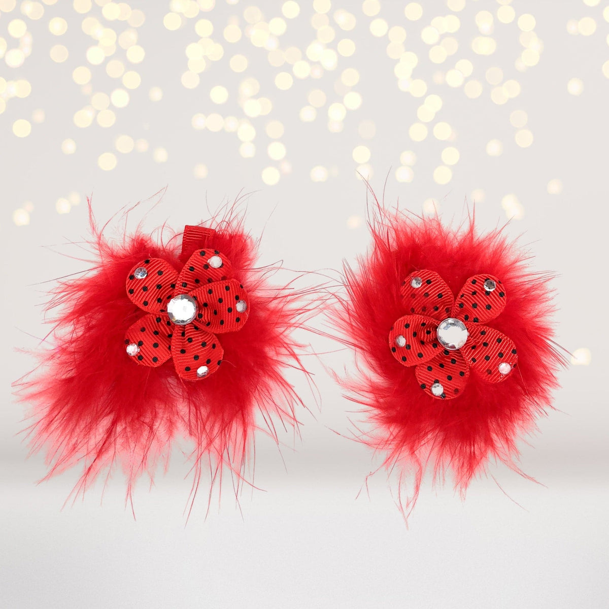 Hair Flower - Sweet And Sassy Marabou Flower Hair Clips