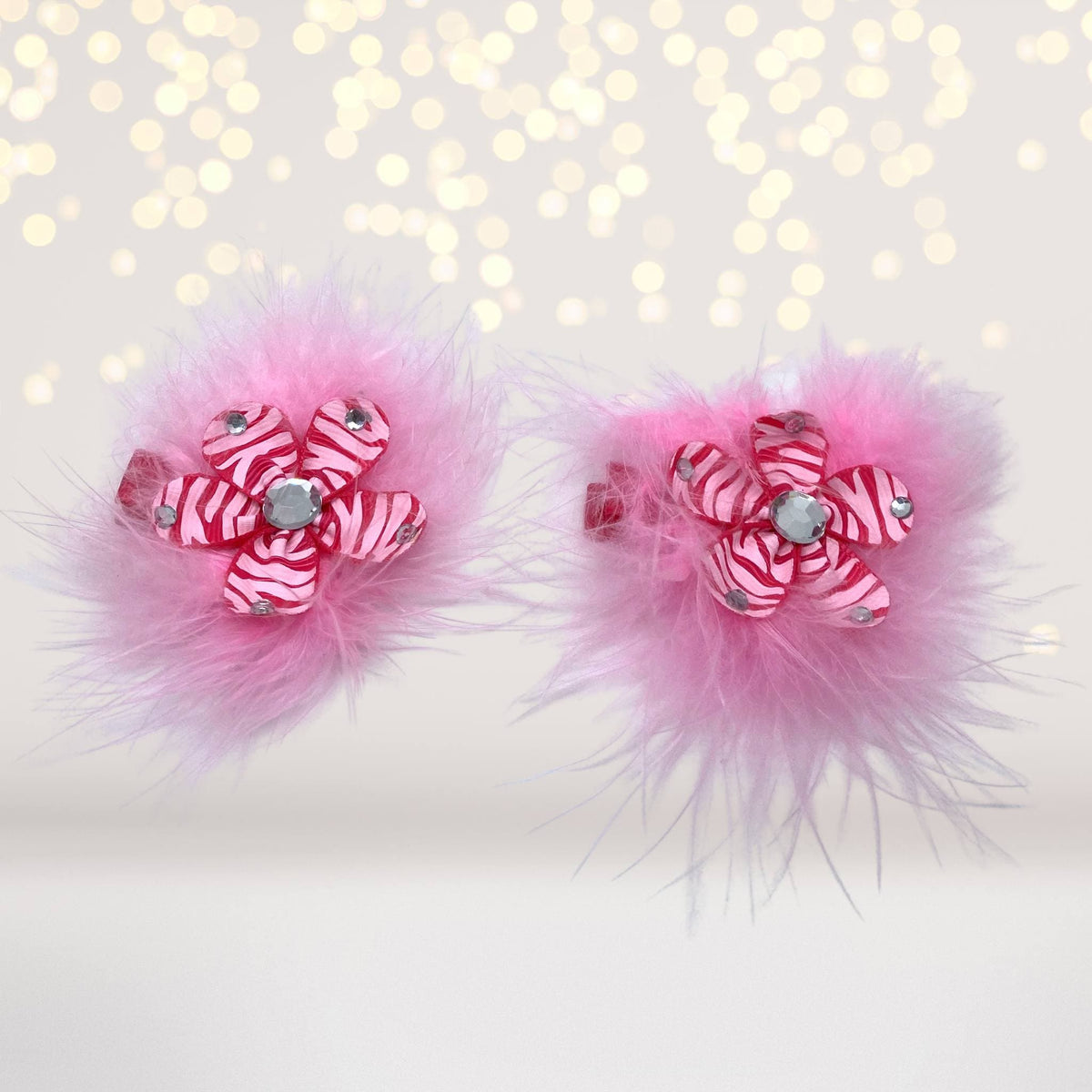 Hair Flower - Sweet And Sassy Marabou Flower Hair Clips