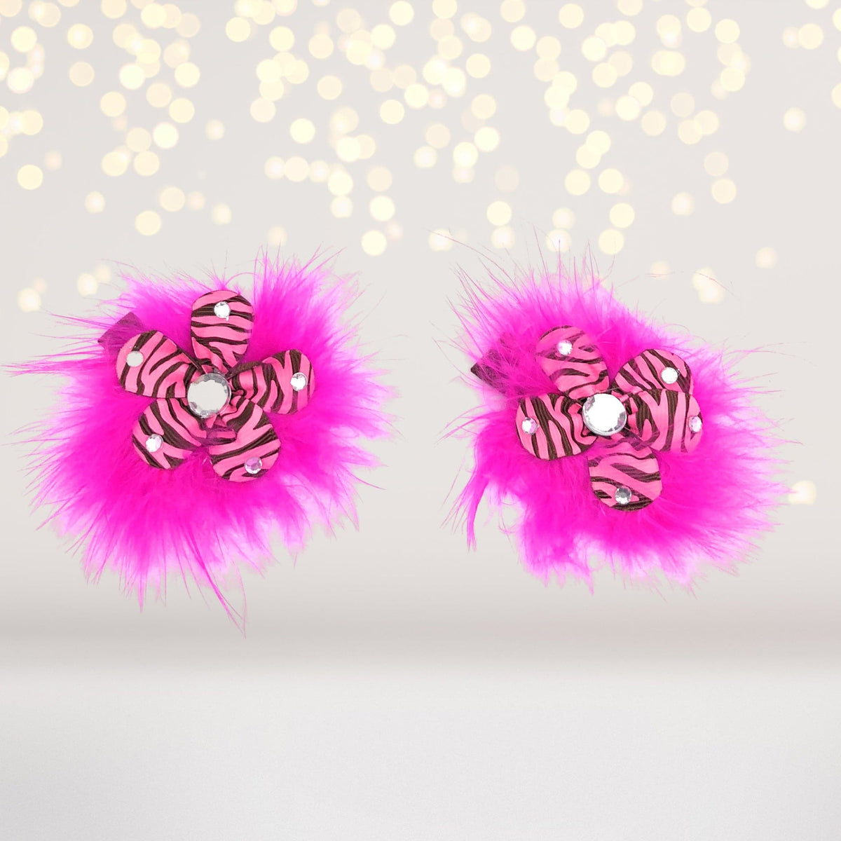 Hair Flower - Sweet And Sassy Marabou Flower Hair Clips