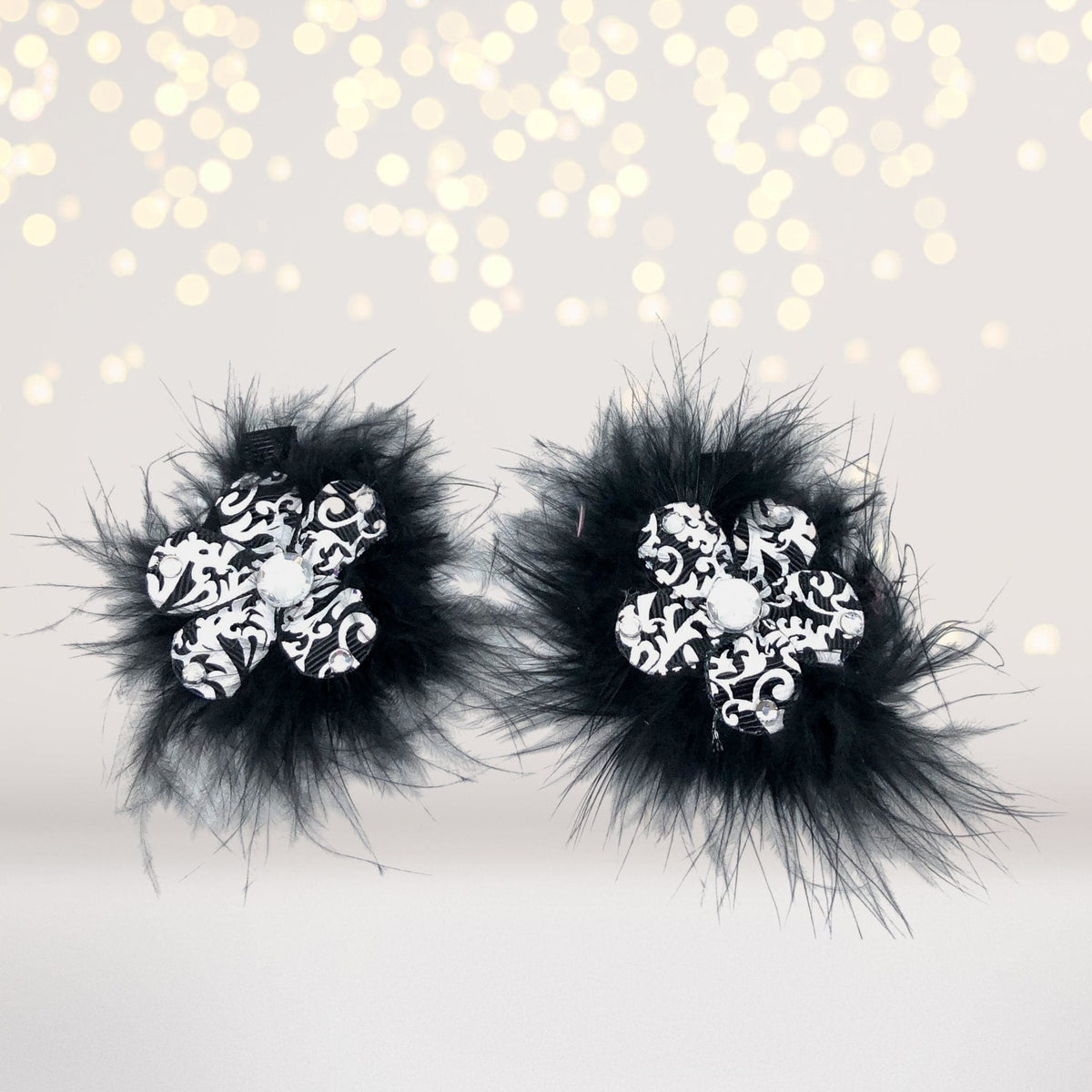Hair Flower - Sweet And Sassy Marabou Flower Hair Clips