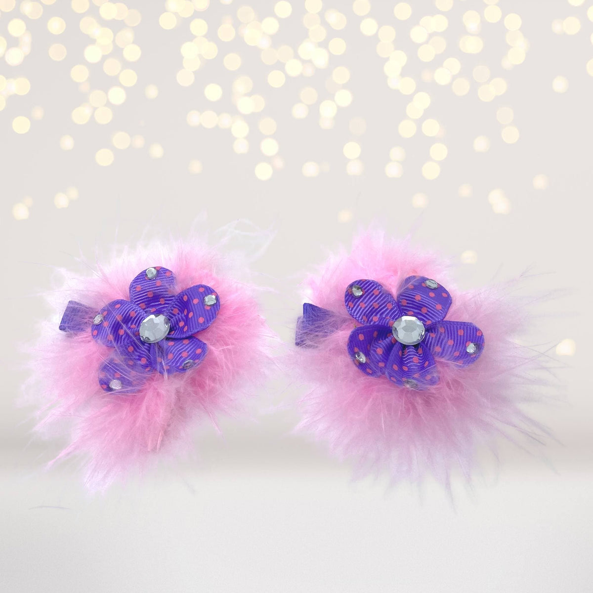 Hair Flower - Sweet And Sassy Marabou Flower Hair Clips