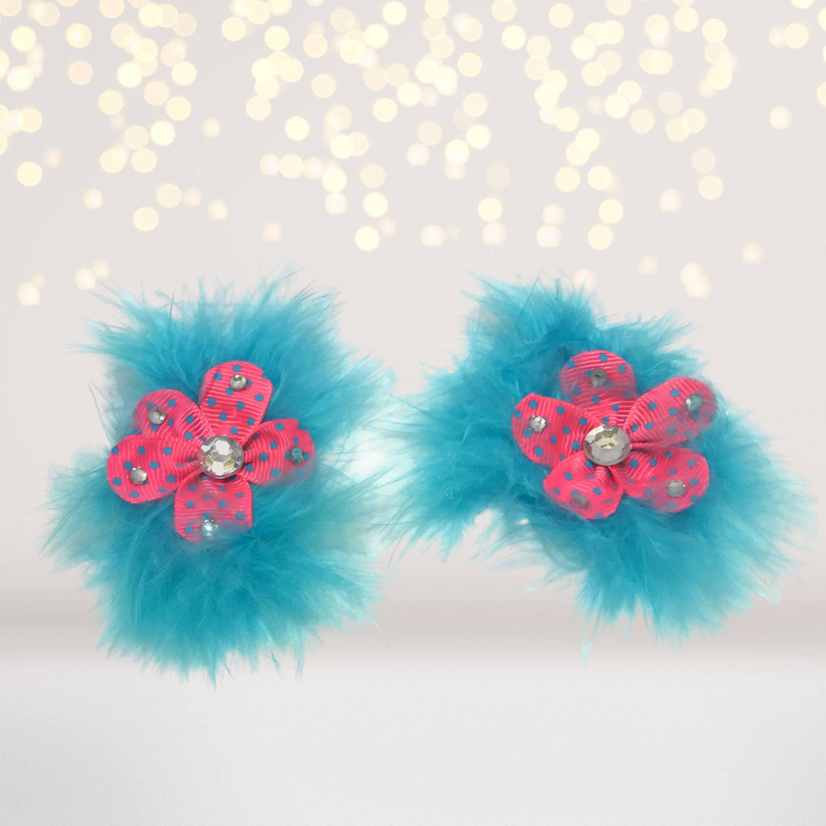 Hair Flower - Sweet And Sassy Marabou Flower Hair Clips