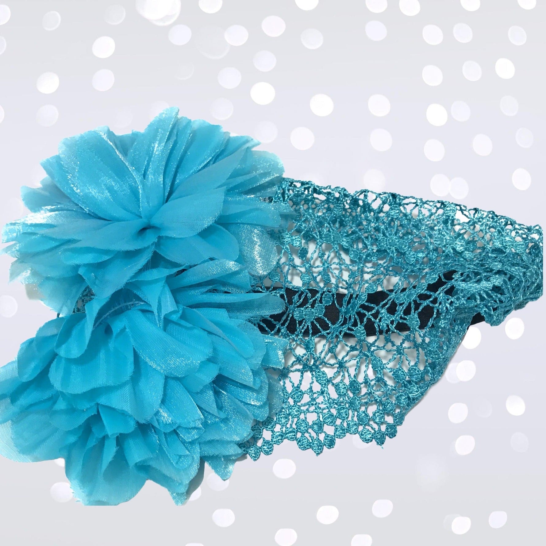 Turquoise Crochet Lace gatsby headband