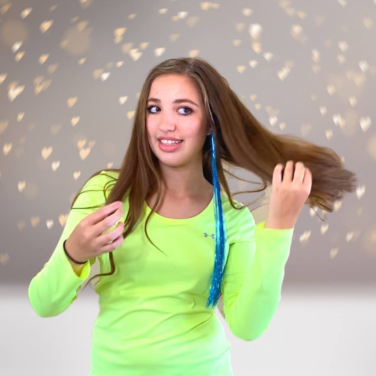 Hair Clip - Turquoise Hologram Hair Tinsel Extension