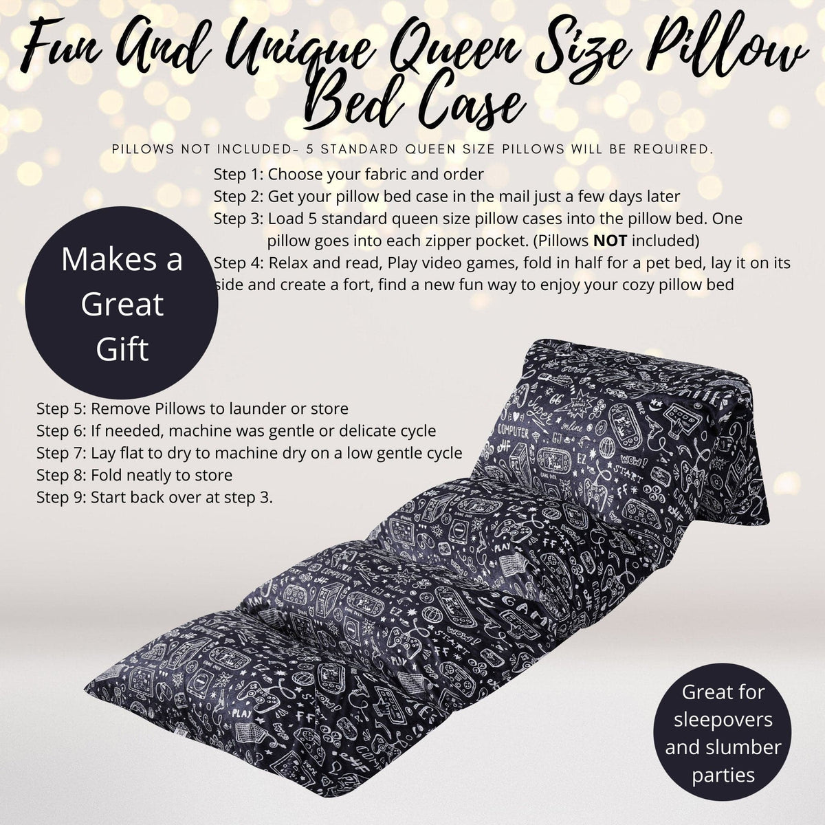 Home & Living - Video Game Pillow Bed Case, Floor Lounger Holiday Gift For Gamers