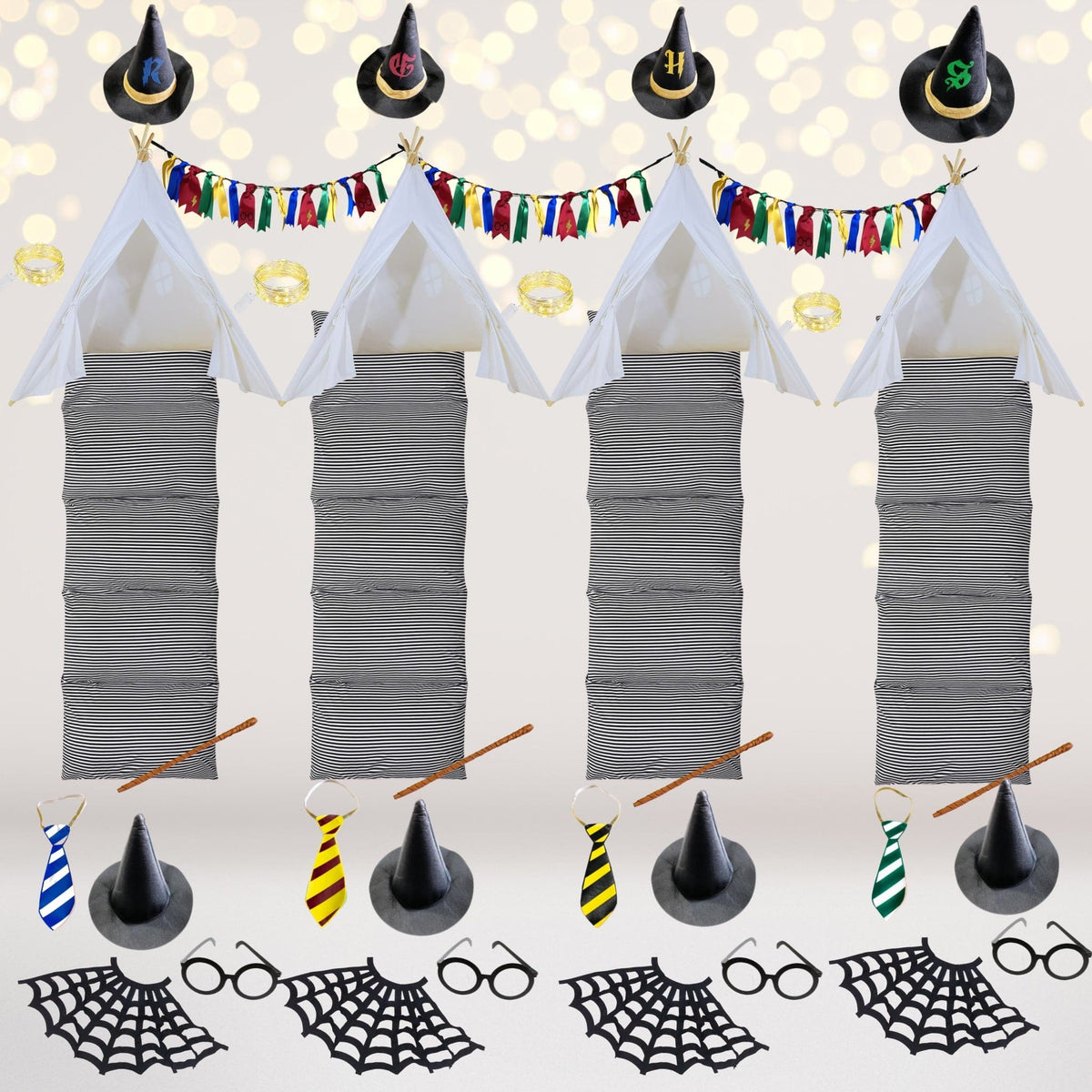 Party Bundle - Wizard Teepee Tent Party Set, Wizard Tee Pee Sleepover Party Set, Wizard Slumber Party Set